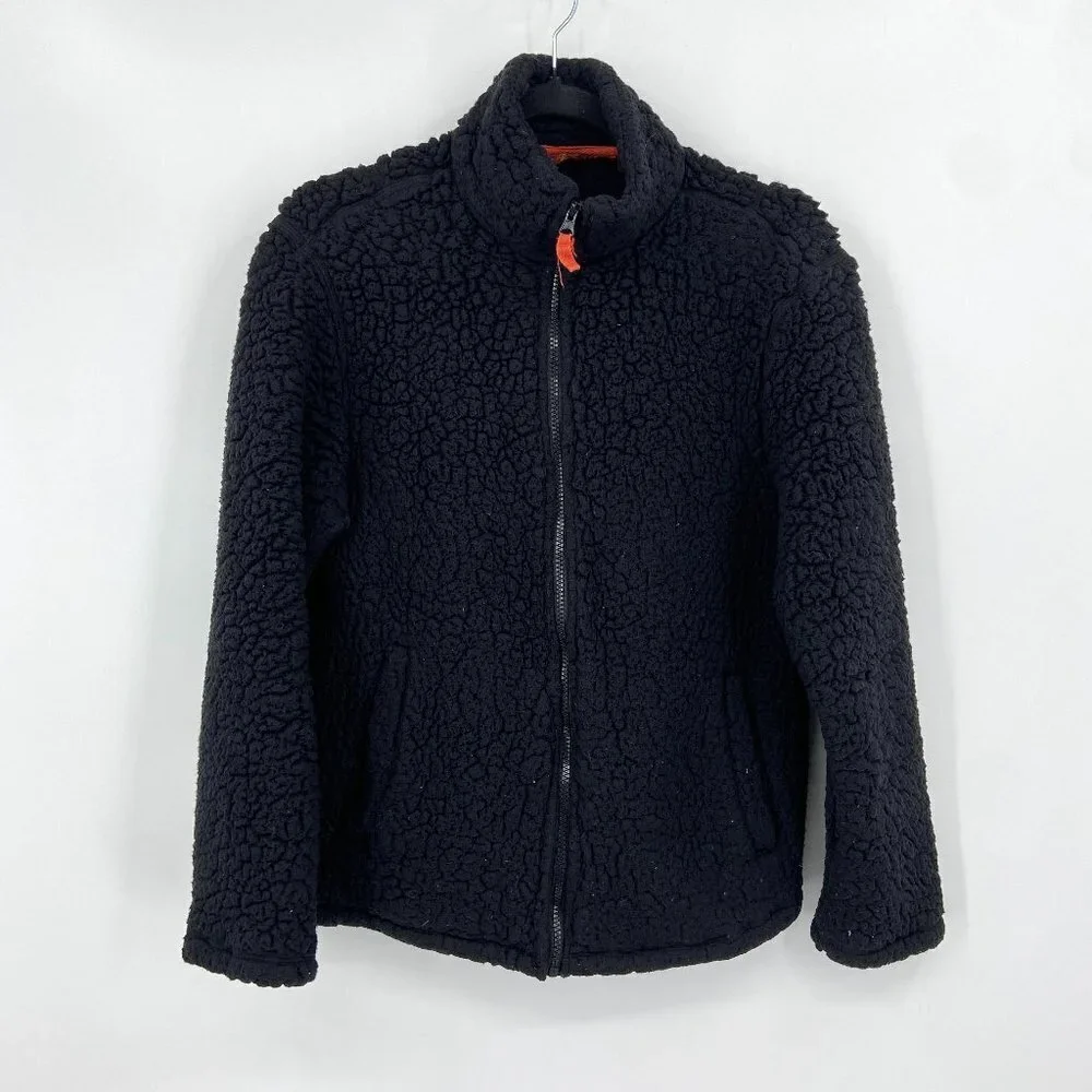 7 FOR ALL MANKIND Black Teddy Sherpa Full Zip Jacket Size Youth Large (14/16)